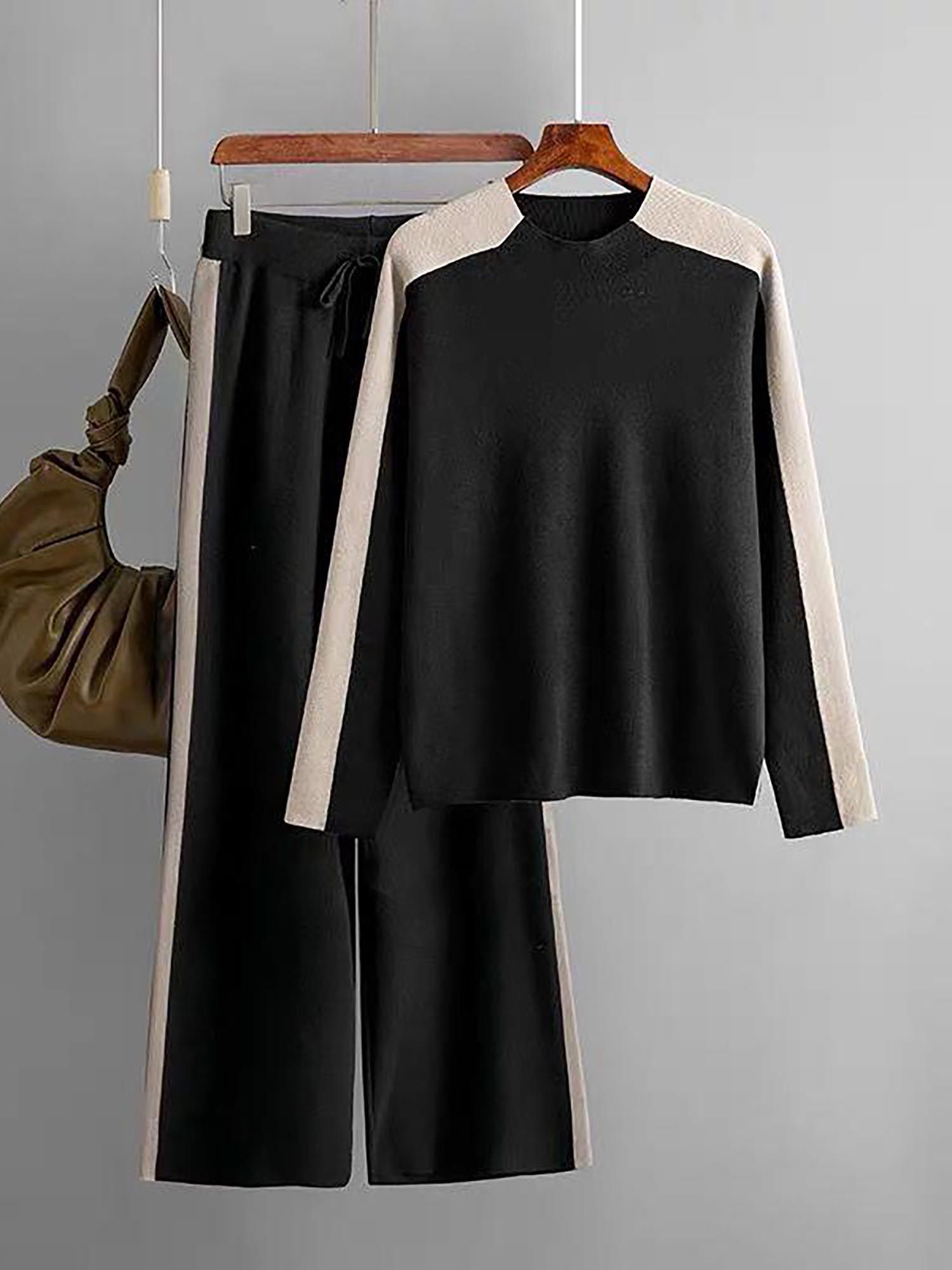 Black Wool Blend Full Sleeves Co-Ord Set-picture-33