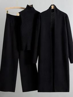 MISS MOSA BY AKANKSHA - Black Knitted Full Sleeves Co-Ord Set