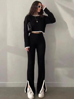 MISS MOSA BY AKANKSHA - Black Wool Blend Full Sleeves Co-Ord Set