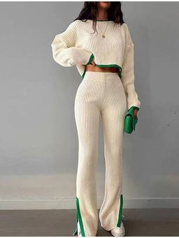 MISS MOSA BY AKANKSHA - Off White Wool Blend Full Sleeves Co-Ord Set