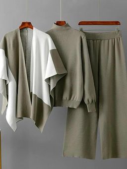 MISS MOSA BY AKANKSHA - Olive Wool Blend Full Sleeves Co-Ord Set