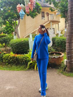 MISS MOSA BY AKANKSHA - Blue Knitted Full Sleeves Co-Ord Set