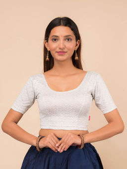 BINDIGASM'S ADVI - Laxmi Zari Brocade Banarasi Stretchable Slip On Blouse