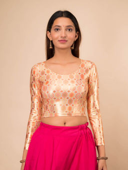 BINDIGASM'S ADVI - Tijori Digital Print and Shimmer Foil with Designer Back Blouse