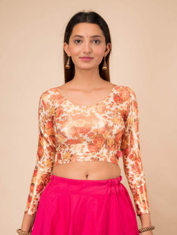 BINDIGASM'S ADVI - Tijori Digital Print and Shimmer Foil with Designer Back Blouse