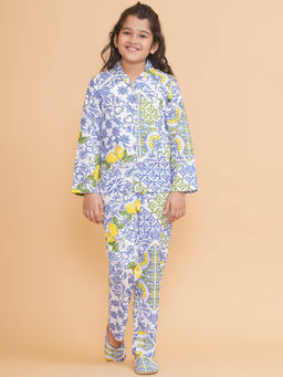 PICCOLO - Printed Shirt and Shorts with Slipper- White (Set of 3)