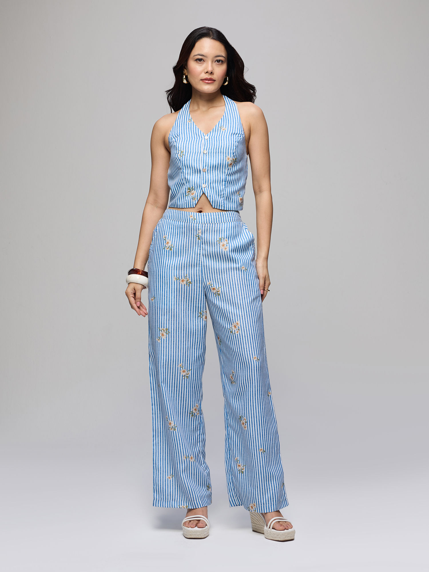 Blue Stripes Sleeveless Co-Ord Set-picture-42