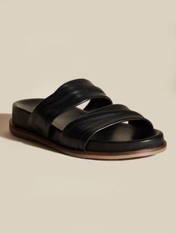 Peach Flores - Women Black Leather Flats