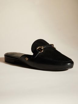Peach Flores - Women Black Suede Mules