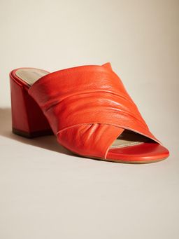 Peach Flores - Women Red Crossed Strap Heels