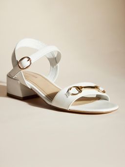 Peach Flores - Women White Leather Heels