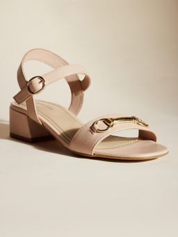 Peach Flores - Women Nude Leather Heels