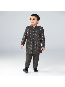 BAD BOYS - Grey Sparkle Mode Festive T-Shirt with Jacket & Pant (Set of 3)