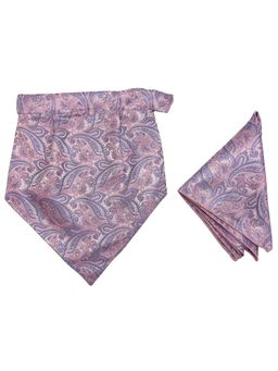 The Tie Hub - Pink Microfiber Printed Design Velcro Cravat and Pocket Square Set for Men