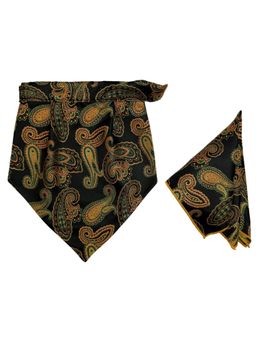 The Tie Hub - Black and Green Velcro Cravat and Pocket Square Set for Men
