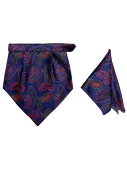 The Tie Hub - Purple Microfiber Printed Design Velcro Cravat and Pocket Square Set for Men