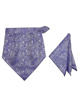 The Tie Hub - Lavender Microfiber Printed Design Velcro Cravat and Pocket Square Set for Men