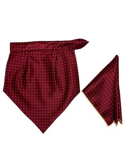 The Tie Hub - Maroon Microfiber Mini Polka Dot Design Velcro Cravat and Pocket Square Set for Men