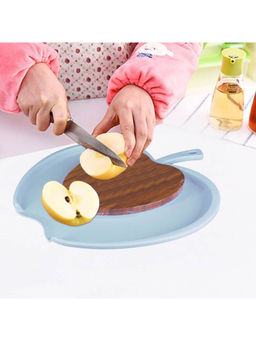 Kookee - Blue Wooden & Plastic Chopping Board with Chop & Drop Segment