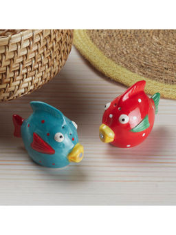 Kookee - Fish Ceramic Salt & Pepper Shakers Set with Tray