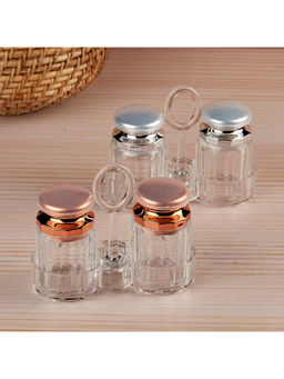 Kookee - Gold & Silver Salt & Pepper Shakers with Tray (Set Of 2)