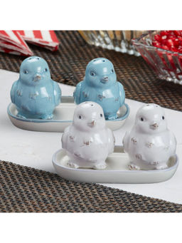 Kookee - Bird Ceramic Salt & Pepper Shakers with Tray (Set Of 2)