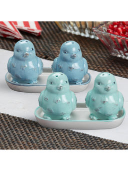 Kookee - Bird Ceramic Salt & Pepper Shakers with Tray (Set Of 2)