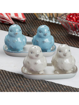 Kookee - Bird Ceramic Salt & Pepper Shakers with Tray (Set Of 2)