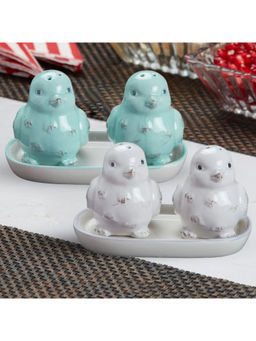 Kookee - Bird Ceramic Salt & Pepper Shakers with Tray (Set Of 2)