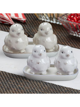 Kookee - Bird Ceramic Salt & Pepper Shakers with Tray (Set Of 2)
