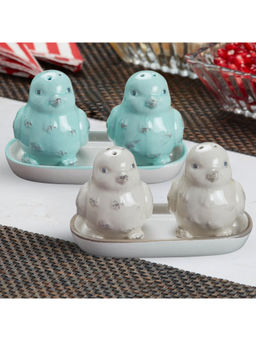 Kookee - Bird Ceramic Salt & Pepper Shakers with Tray (Set Of 2)