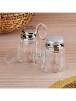 Kookee - Silver Acrylic Salt & Pepper Shakers Set with Tray