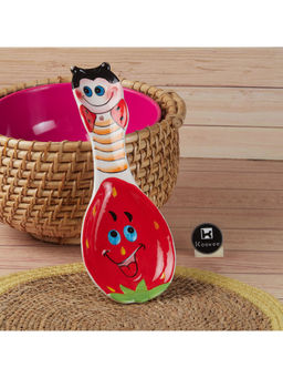 Kookee - Ceramic Red Serving Spoon with Cute Cartoon Design