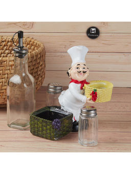 Kookee - Chef Salt & Pepper Shakers Set & Oil/Vinegar Bottle
