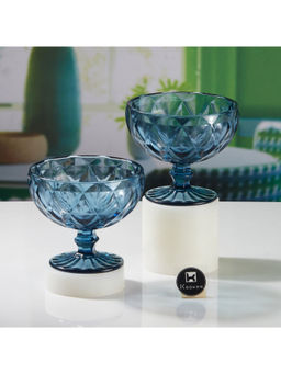 Kookee - Blue Crystal Glass Dessert Cups (Set Of 2)