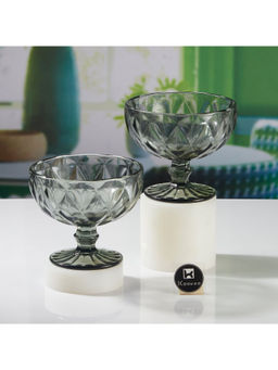 Kookee - Grey Crystal Glass Dessert Cups (Set Of 2)