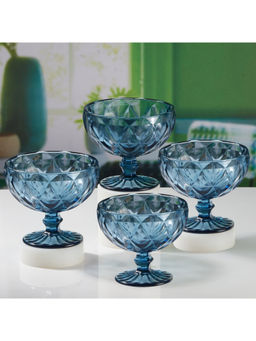 Kookee - Blue Crystal Glass Dessert Cups (Set Of 4)