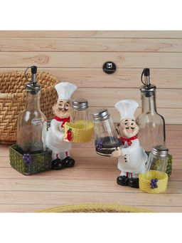 Kookee - Chefs Ceramic Salt & Pepper Shakers Set with Tray