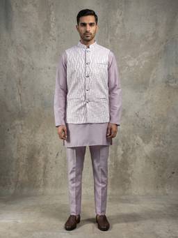 Jompers - Men Woven Nehru Jacket With Kurta & Pyjama