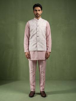 Jompers - Men Woven Nehru Jacket With Kurta & Pyjama