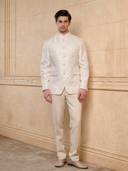 TASVA - Ivory Monarch Crest Bandhgala With Pant