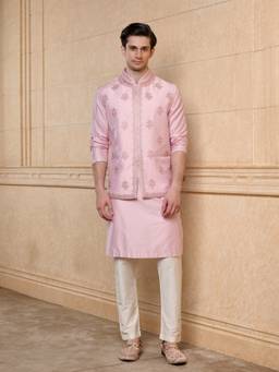 TASVA - Rosewood Embroidered Kurta With Jacket & Pant