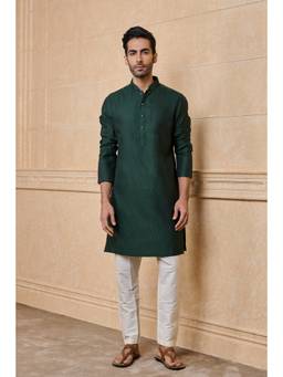 TASVA - Dark Green Classic Jacquard Kurta Pant