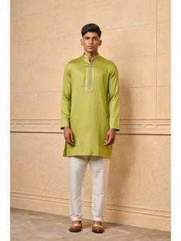 TASVA - Light Green Embroidered Jacquard Kurta Pant
