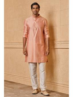 TASVA - Beige Floral Jacquard Kurta Pant