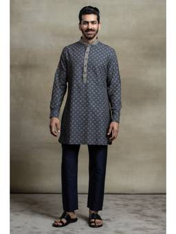 TASVA - Navy All Over Printed Kurta Pant