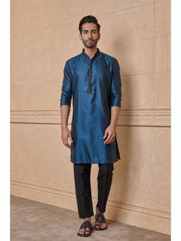TASVA - Teal Classic Jacquard Kurta Pant