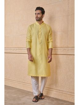 TASVA - Yellow Jacquard Kurta Pant