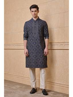 TASVA - Navy All Over Printed Kurta Pant