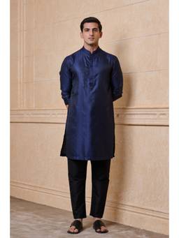 TASVA - Navy Classic Jacquard Kurta Pant